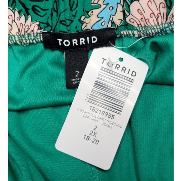 NWT Torrid 2 Georgette Floral Green Mini Tiered Skater Skirt 2X 18 20 - Picture 7 of 9